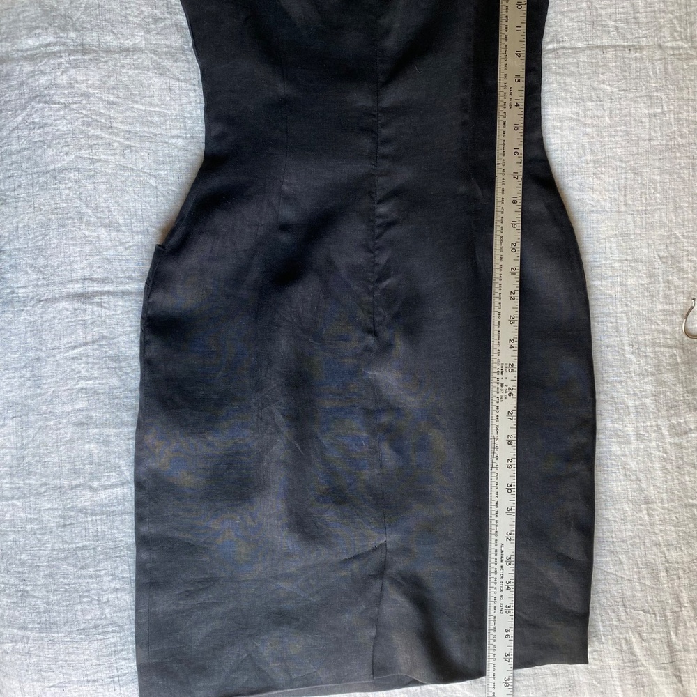Vintage late 80's Donna Karan black label, black linen dress NEVER WORN Sz 8 - Picture 13 of 15